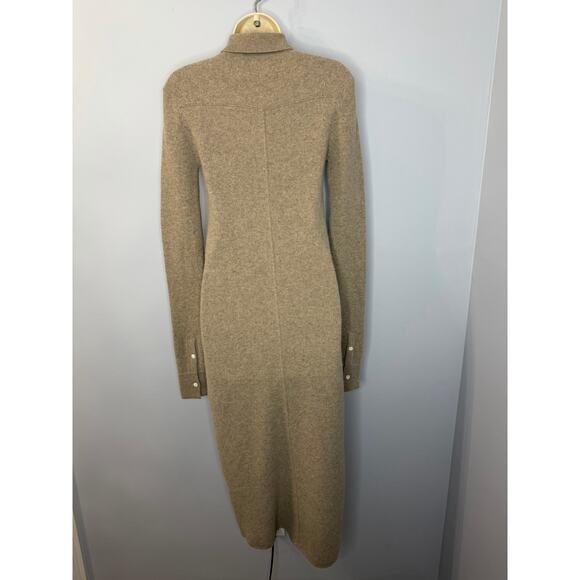 Rag & bone Ribbed Collar Button Down Sweater Midi Dress Beige Women's S - Picture 9 of 11